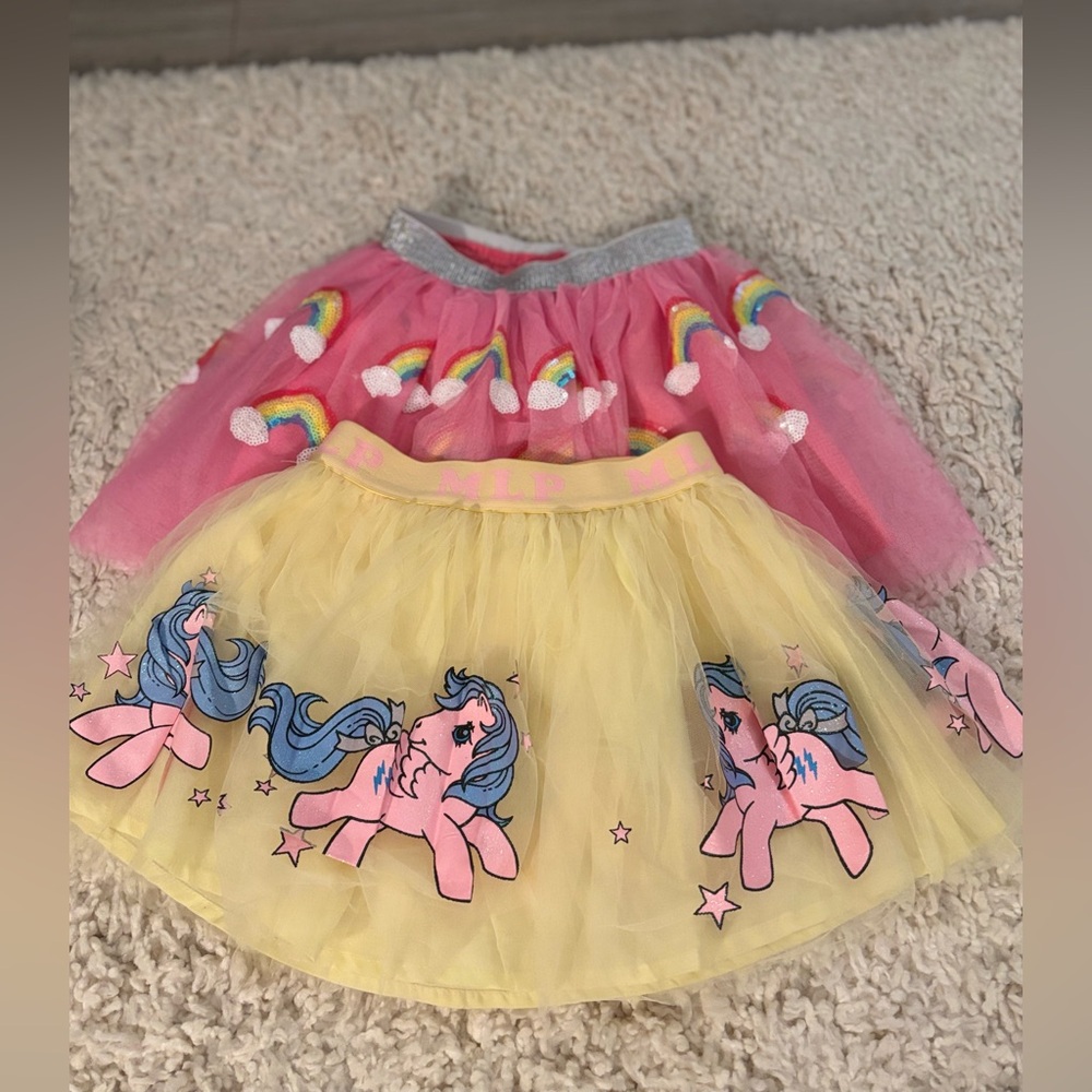 Two kids tutus 
My Little Pony and pink with rainbows